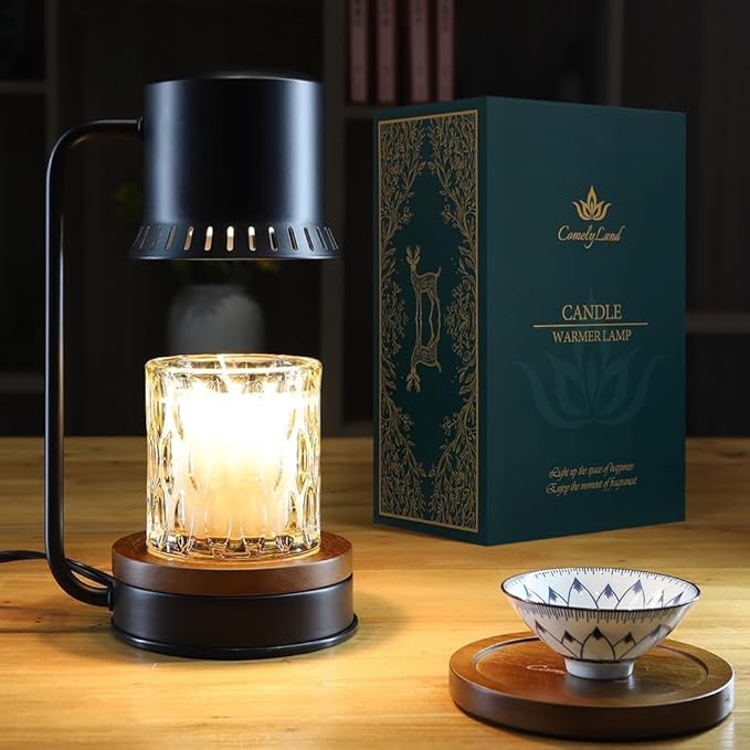 Candle Warmer Lamp with Timer 50W Dimmable Warming Light for Jar Candles Adjustable with Coasters Modern Metal Black Wax Melt Lamp Housewarming Gift Ideas Zen SPA Yoga Gift for Women Mother Birthday