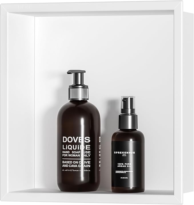 Stainless Steel Shower Niche 12" X 12", No Tile Needed Wall Niche, Recessed Shower Shelf for Bathroom Storage, Matte White