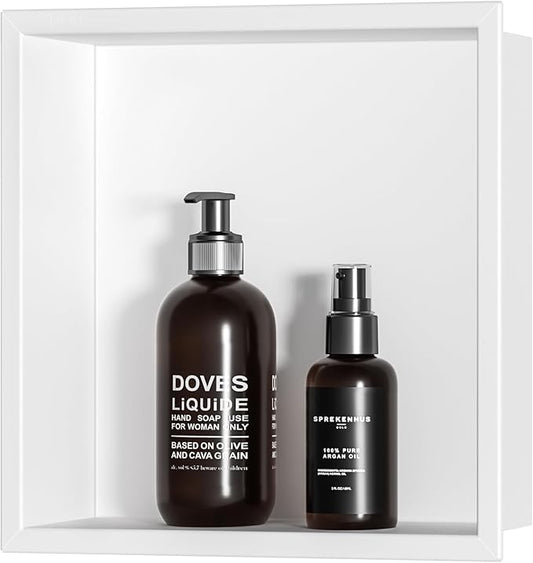 Stainless Steel Shower Niche 12" X 12", No Tile Needed Wall Niche, Recessed Shower Shelf for Bathroom Storage, Matte White