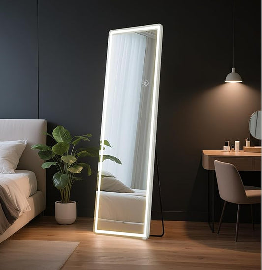 OLIXIS 16"×60" Full Length Mirror with Light, LED Floor Full Body Mirror with 3 Color Lighting