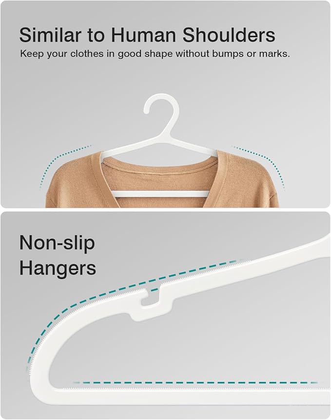 80 Pack Clothes Hangers, Non Slip Plastic Coat Hangers, Space Saving Hangers, Heavy Duty, Hanging Dry Wet Clothes, 16.4" x 8.3", White, UAPY0580W