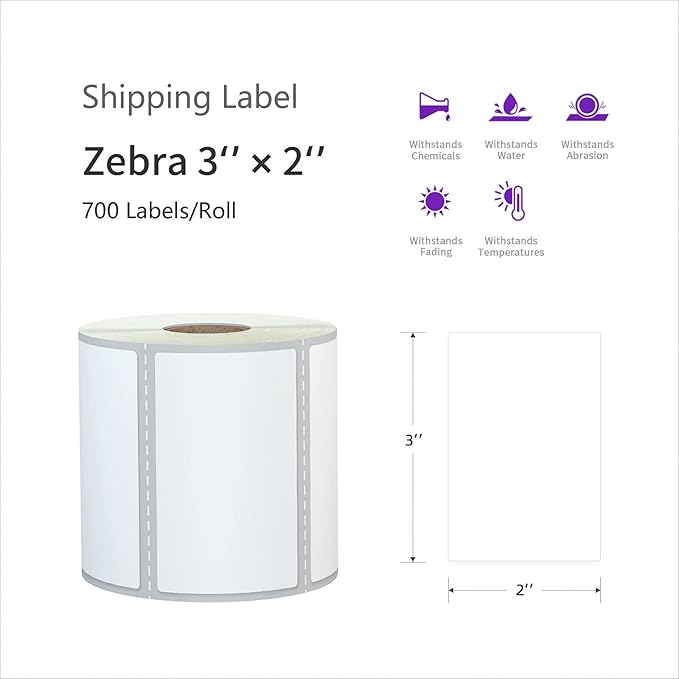 AveneMark 12 Rolls 3” X 2” Direct Thermal Labels for Barcodes, Address Labels Perforated & Compatible with Rollo & Zebra Desktop Label Printers (700/Roll)