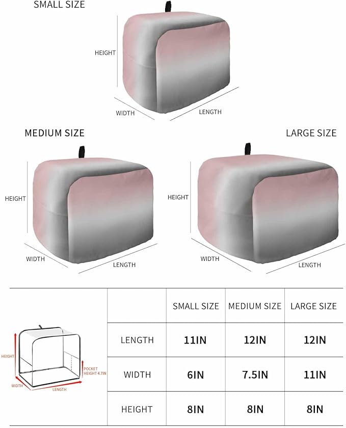 Toaster Cover 2 Slice Pink and Grey Ombre Toaster Oven Cover with Pockets Gradient Gradual Color Dustproof Bakeware Protector Small Kitchen Appliance Dust Covers and Fingerprint Protection for Women
