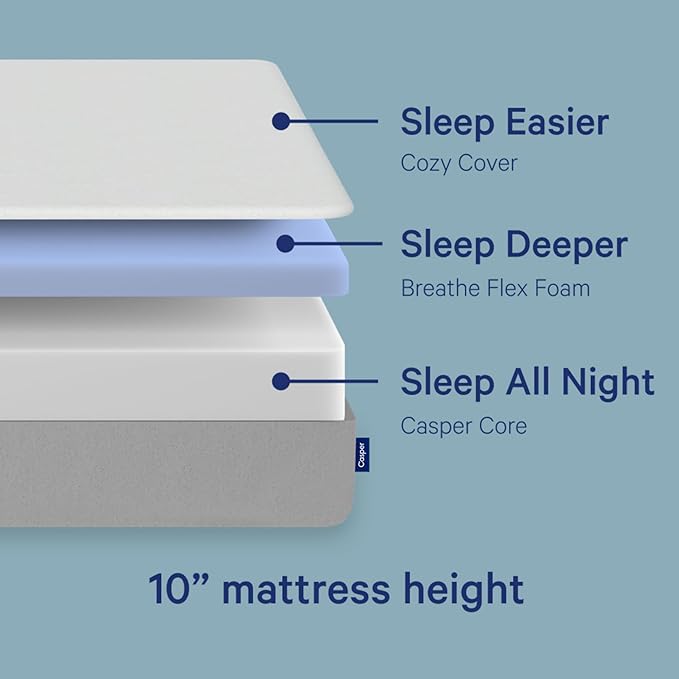Casper Sleep Element King Mattress - Medium Feel - Motion Isolation - Breathable, Cooling Memory Foam - 100-Night Trial - CertiPUR-US