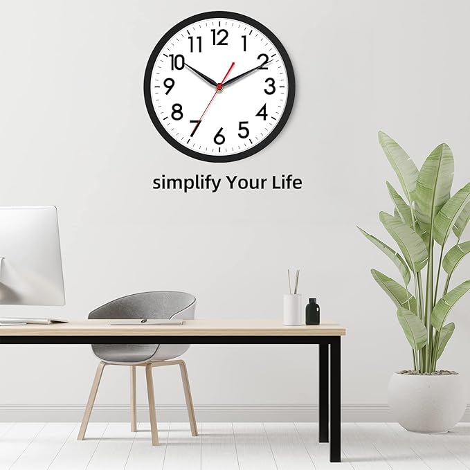 AKCISOT 18 Inch Wall Clock Large Silent Non-Ticking Wall Clocks Battery Operated - Analog Classic Clock Decorative for Living Room, Office, Home, School(Black)