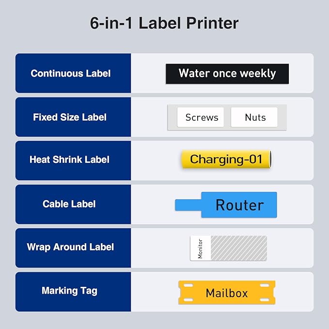 SUPVAN G15M Mini Portable Label Maker Machine with Tapes, Rechargeable 1200mAh Battery Thermal Transfer Printer, Compatible with Multi-Type Label, Home, Garage, Office & Outdoor