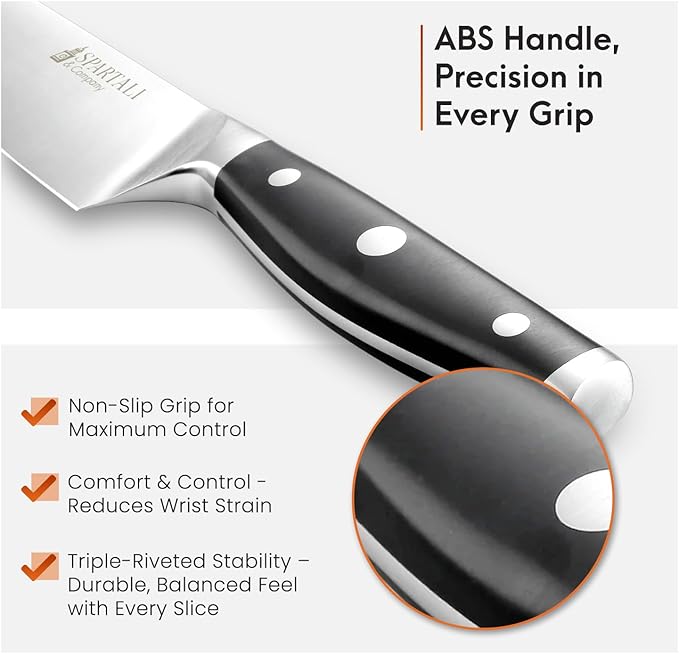 3-Piece Kitchen Knife Set – Includes 8” Chef Knife, 7” Nakiri, 3.5” Paring – High Carbon German Stainless Steel Blades, Ergonomic Handle – Versatile Knife Trio for Chopping, Dicing, and Slicing