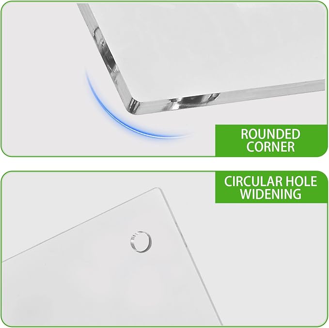 iCAGY Clear Acrylic Dry Erase Board for Wall - Large Wall-Mounted Whiteboard for Office Home and Kids - Rounded Corner 24" x 36" Clear