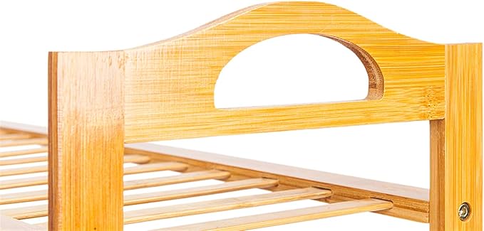 4-Tier Open Bamboo Shoe Rack Concise 12-Strip 4 Tiers Spacious Storage Shelf Stable Elegant Shoe Shelf Organizer Holds up to 44lbs for Entryway, Bedroom, Living Room, Kitchen (Wood Color)