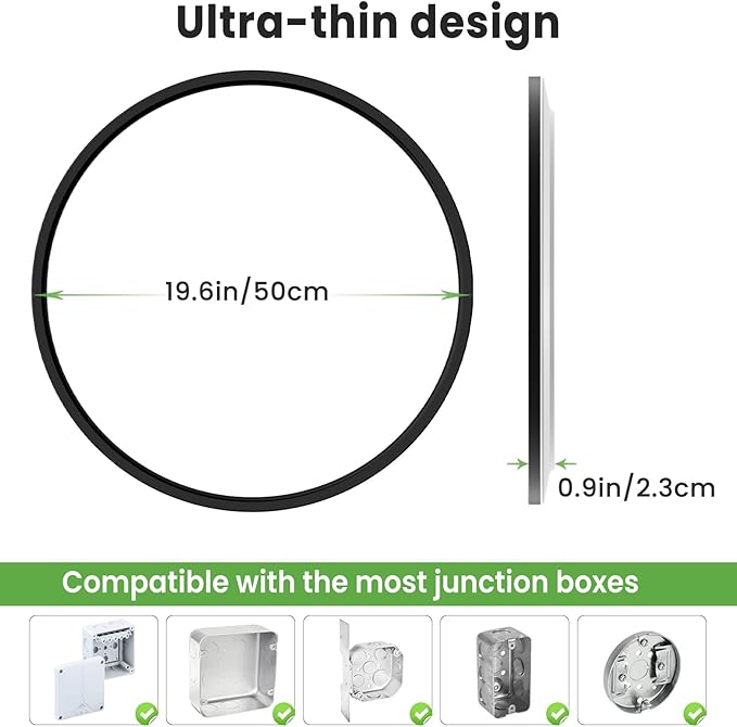 zemty 2Pack 20 inch LED Flush Mount Ceiling Light, 50W 5000lm Large Light Fixture, 3 Color Temperature in One 3000k 4500k 6000K Round Modern Ceiling Lamp for Bedroom Kitchen Dining Room (Black)