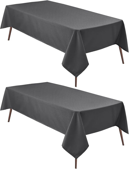 Hiasan 2 Pieces Rectangle Tablecloth - Waterproof and Spillproof Dining Room Washable Polyester Table Cloth for Dining Room, 60 x 102 Inch, Grey