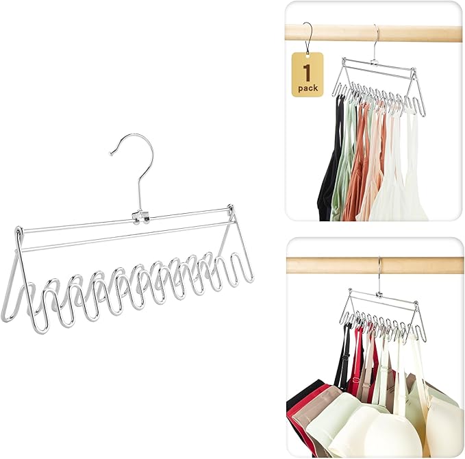 HOUSE DAY Closet Organizers and Storage, Tank Top Hangers, Rotatable Bra Organzier for Closet, Max 24 Storage Capacity Sport Bra Holder, Metal Space Saving Hanger 1 Pack - Dorm Room Essentials