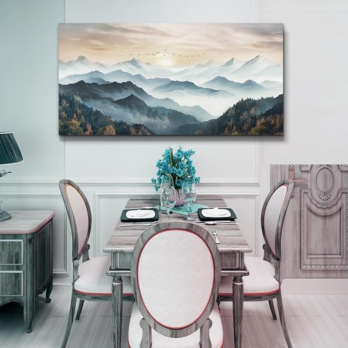 Lapremoly Large Wall Art For Living Room Canvas Wall Decor For Office Bedroom Wall Decoration Fog Forest Wall Painting Mountain Landscape Wall Prints Pictures Artwork Modern Home Decor 30 X 60 in