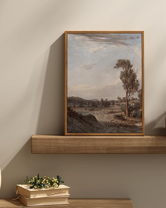 InSimSea Framed Wall Art for Living Room Classical Landscape Canvas Wall Decor Rustic Countryside Scenery Artworks Canvas Print Framed Bathroom Pictures Wall Decorations Farmhouse Office 12x16in