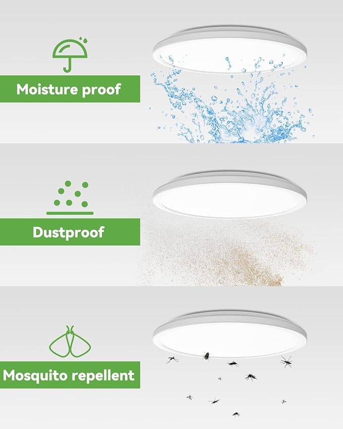 zemty 16.5 Inch LED Ceiling Light Flush Mount, 36W 4200lm Super Slim Flush Mount Ceiling Light Fixtures, 3000K/4500K/6000K Selectable Ceiling Lamp for Bedroom Kitchen Living Room (White)