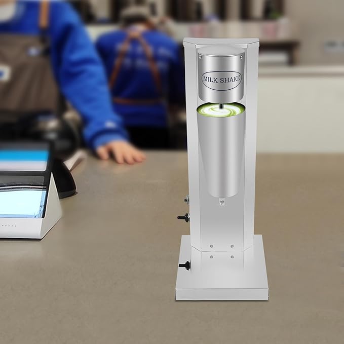 Electric Milkshake Maker, Commercial Stainless Steel Milk Shake Machine, Drink Mixers, 16000r/min & 800ml/Cup, Smoothie Milk Foam Tea Mixer Blender + 1 PP Cup, 180W 110V (1 Head)