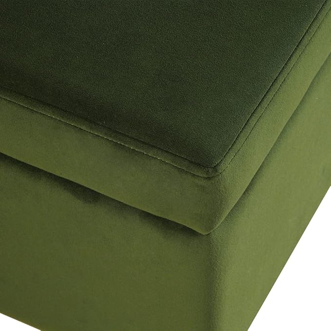 HomePop Upholstered Storage Bench with Metal Leg Home Décor|Bench with Storage for Living Room & Entryway - Blush Green