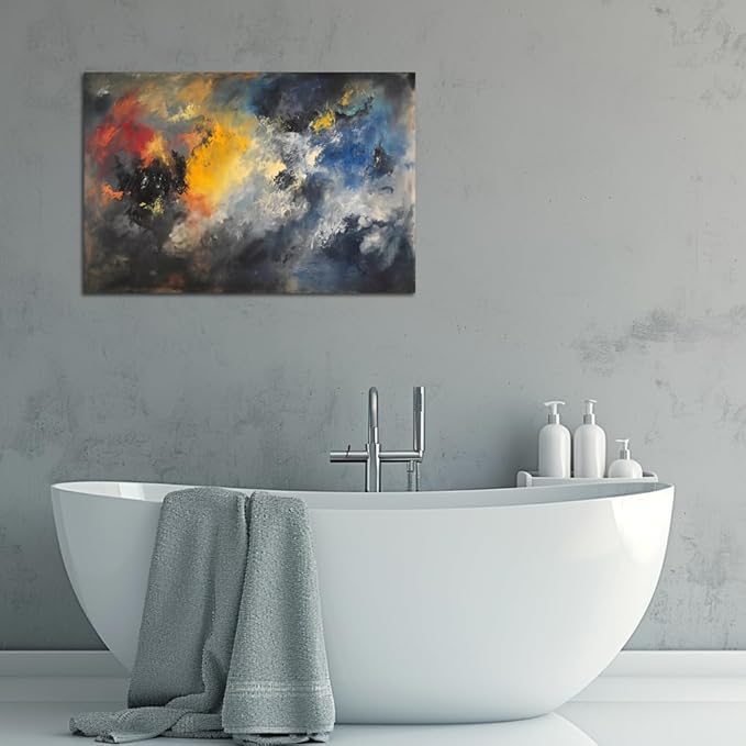 Abstract Wall Art for Living Room Black Modern Canvas Artwork Fantasy Colorful Cloud Pictures Contemporary Painting Decor for Bedroom Home Office Decorations 24x36 inches