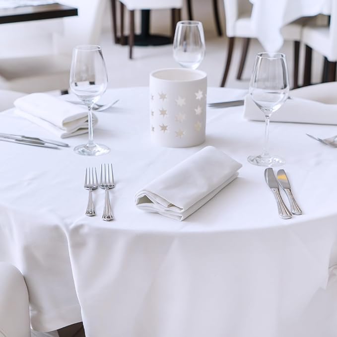 Preboun 54 Inch x 100 Feet Plastic Table Cloth Disposable Table Cover Roll Plastic Tablecloth with Convenient Slide Cutter Box for Party Picnic Banquet Kid's Activities (White)