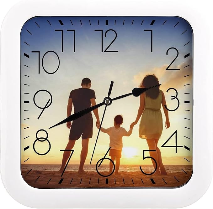 Custom Wall Clock, Personalized Wall Clock with Photo/Image Text Non-Ticking Clock Silent Customized Digital Wall Clocks Customized Gift for Living Room Kitchen Bathroom Home Decor
