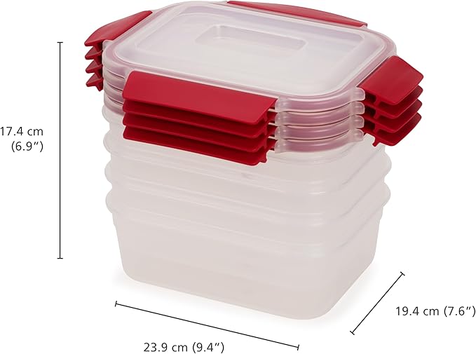 Joseph Joseph Nest Lock 8-piece Plastic BPA Free Food Storage Container Set with Lockable Airtight Leakproof Lids - Red