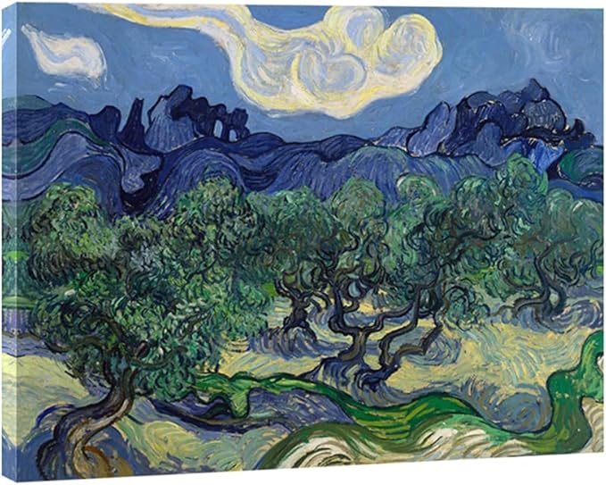 Wieco Art Canvas Prints Wall Art Olive Trees by Van Gogh Classic Abstract Oil Paintings Reproduction Artwork Gallery Wrapped Landscape Pictures for Living Room Bedroom Home Office Decor