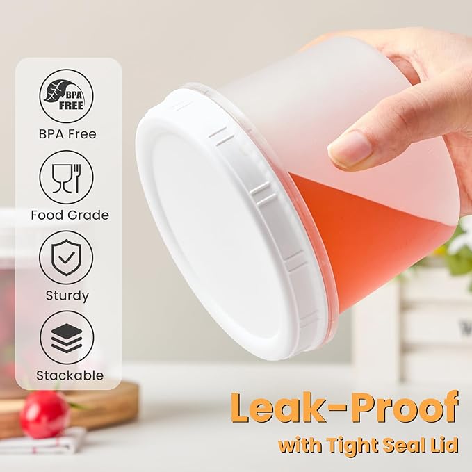 TUZAZO 20 Oz Food Storage Containers with Screw Lids, 6-Count Reusable Small Plastic Soup Containers for Portion and Meal Prep | Microwave-, Freezer-, Dishwasher-Safe | BPA Free