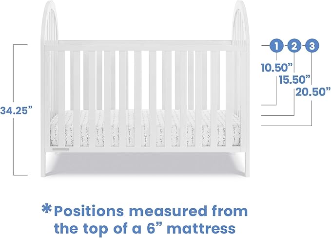 Delta Children Milano 4-in-1 Convertible Crib - Greenguard Gold Certified, Bianca White