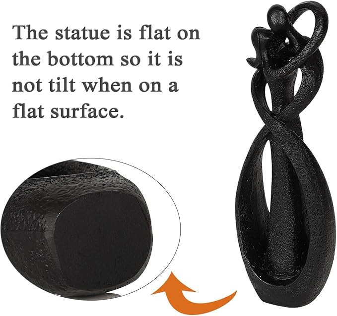 Trycooling Kissing Lovers Statue Abstract Sculpture Resin Statues for Home Decor Modern Home Office Desktop Shelf Bookshelf Decor (Black)