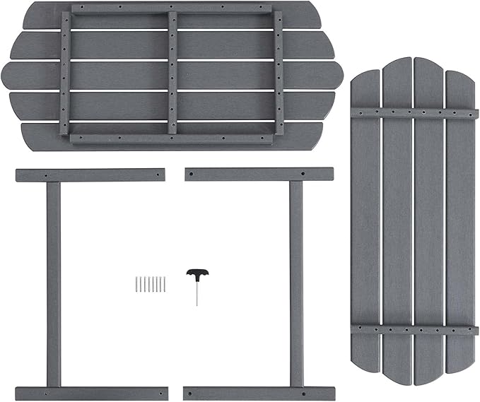 Adirondack Outdoor Patio Table-2 Tier Outside Table Irregular Grey Coffee Table for Garden Indoor Sun Room