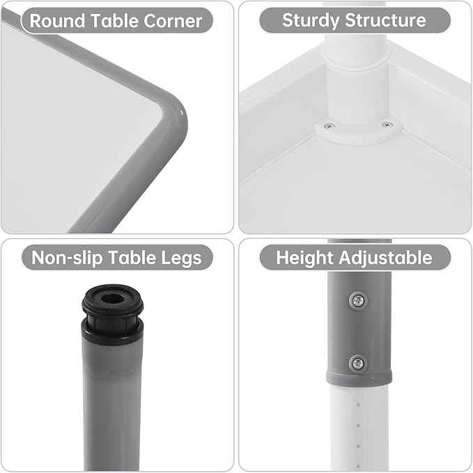 Kids Study Table and Chairs Set, Height Adjustable Toddler Table and Chair Set for Kids Ages 3-8, Graffiti Desktop (Grey)