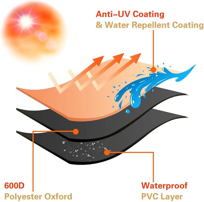 Vailge Waterproof Patio Chaise Lounge Cover, 600D Heavy Duty Outdoor Lounge Chair Covers,UV Resistant Patio Furniture Covers, Large, Beige & Brown