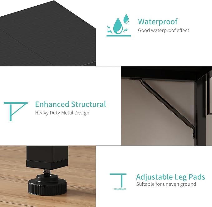 Lufeiya Small Desk for Small Spaces, 32 Inch Kids Girls Study Writing Desks for Bedroom, Simple Modern Laptop PC Little Side Table with Storage Bag Headphone Hooks, Black