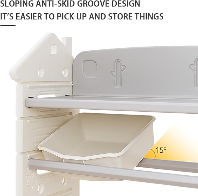 3 in 1 Kids Toy Storage Organizer with Bookshelf, Large Toddler Toy Storage Cabinet Box Bin for Living Room, Playroom/Classroom, Toy Shelf for Girl Boy