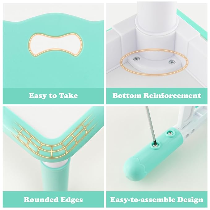 INFANS Kids Table and Chiar Set, Height Adjustable Toddler Desk and 4 Chairs with Graffiti Desktop Non-Slip Legs, Large 47" L x 23.5" W Multi-Activity Art Table for Daycare Classroom Home (Green)