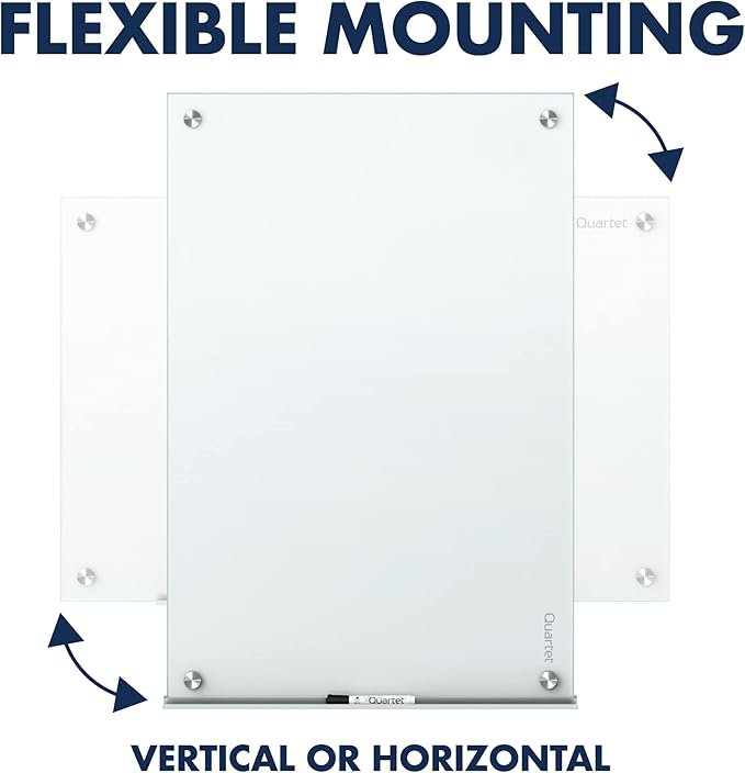 Quartet Non-Magnetic Glass Dry Erase White Board, 96"W x 48"H Whiteboard, Infinity Frameless Mounting, White Surface (G9648NMW)