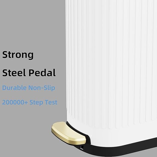 2.6 Gallon Slim Bathroom Trash Can with Soft Close Lid, 10L Stainless Steel Garbage Can with Removable Liner Bucket, for Narrow Spaces, Bathroom, Bedroom (White)