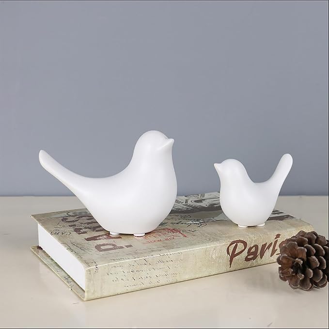 FANTESTICRYAN Small Animal Statues Home Decor Modern Style White Decorative Ornaments for Living Room, Bedroom, Office Desktop, Cabinets