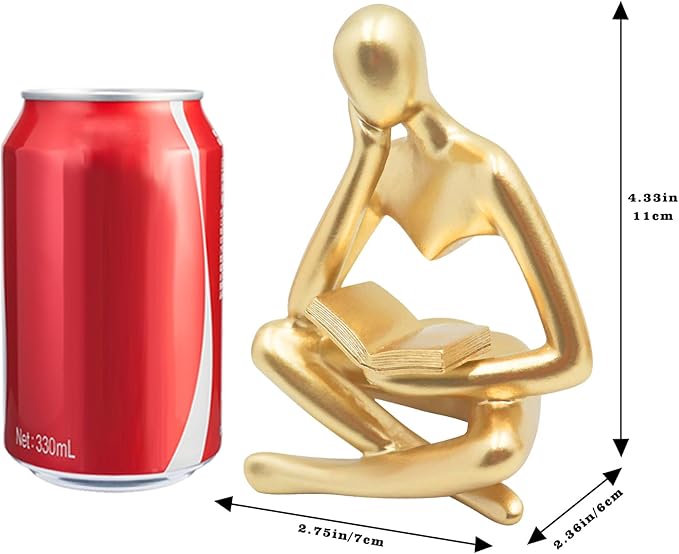 Bookshelf Decor, Reading Thinker Sculpture Figurine, Coffee Table Decor, Entry Way Table Home Decor, Decorative Statue for Living Room, Office, Bedroom, Gift