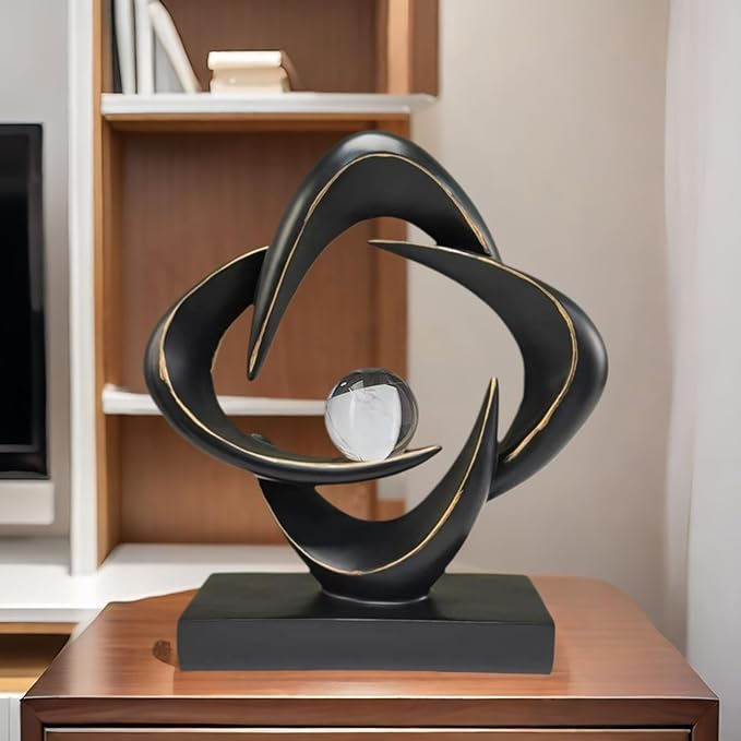 Modern Home Decor Abstract Decorative Sculpture Decorations for Living Room Dining Room Office, Resin Art Statues Coffee Table Bookshelf Decor Accents (Black)