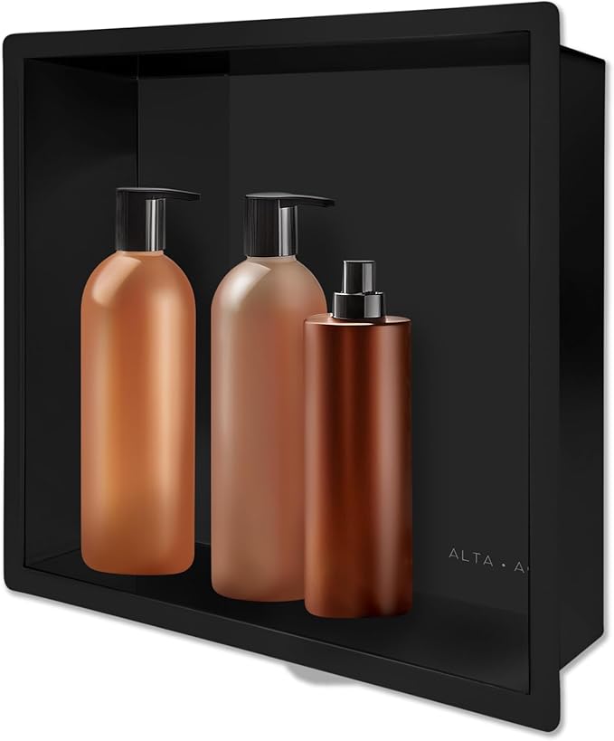 Shower Niche Lightweight Stainless Steel Easy Install Tile Needed Wall Niche Recessed Shower Shelf for Bathroom Storage (Matte Black, 13"x13")