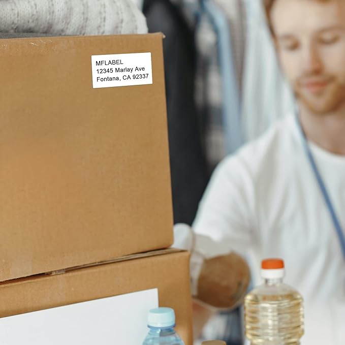 MFLABEL 2x4 Shipping Labels - 25 Sheets (250 Labels) for Laser & Inkjet Printers, 10-UP FBA Address Stickers, Matte White Self-Adhesive Mailing Labels for Packages, Boxes, envelopes