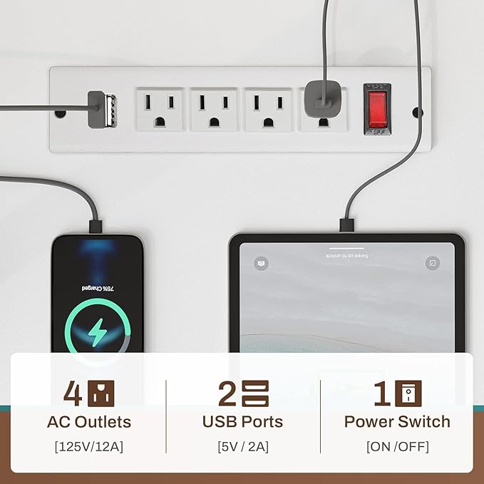SEDETA White L Shaped Gaming Desk, Reversible Corner With Power Outlet and Pegboard, Hutch, Storage Shelf, Keyboard Tray, and LED Lights for Home Office