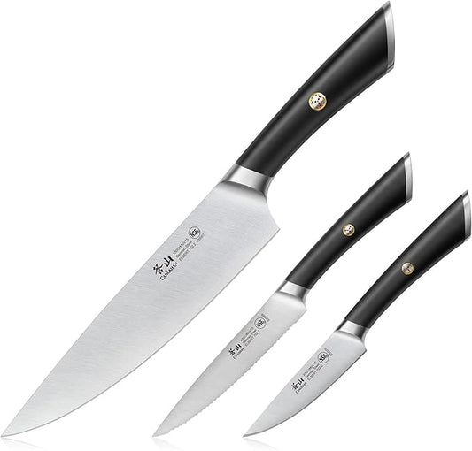 Cangshan ELBERT Series German Steel Forged Starter Knife Sets (Black, 3-Piece)