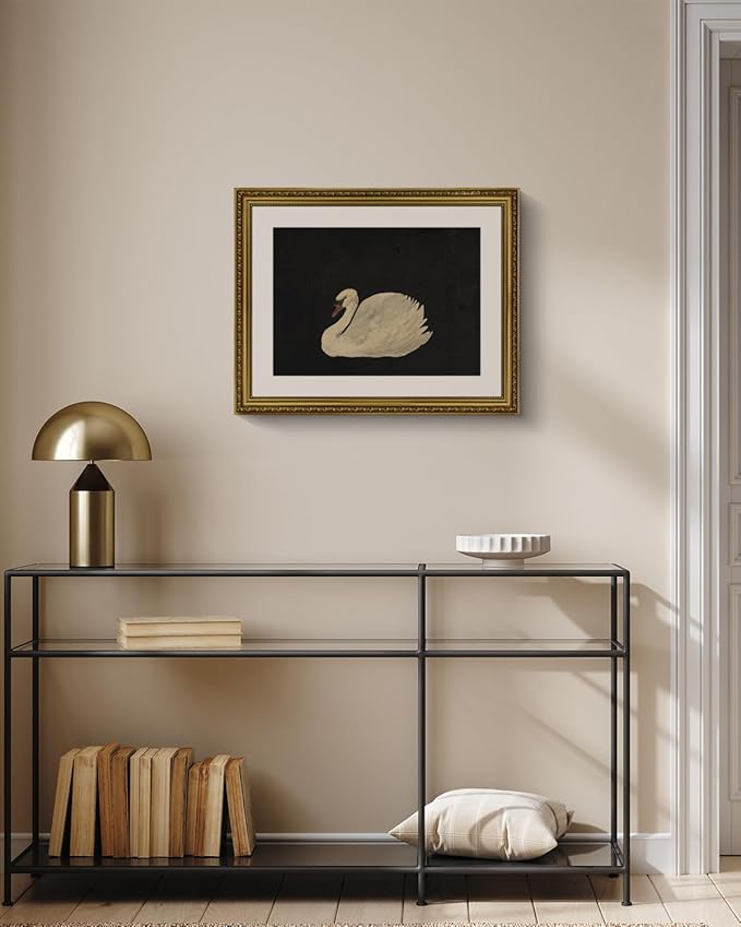 VIYYIEA Gold Framed Wall Art Canvas Print Home Decor Wall Decorations Grace Swan Art Painting Pictures Rustic Bathroom Wall Decor Farmhouse Wall Decor for Living Room Bedroom Office Decor 16x20in