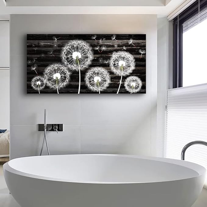 Canvas Wall Art For Bedroom Large Size Wall Decor For Living Room Fashion Wall Decorations For Kitchen Abstract Paintings Office Decor White Dandelion Flowers Pictures Artwork Posters Home Decoration