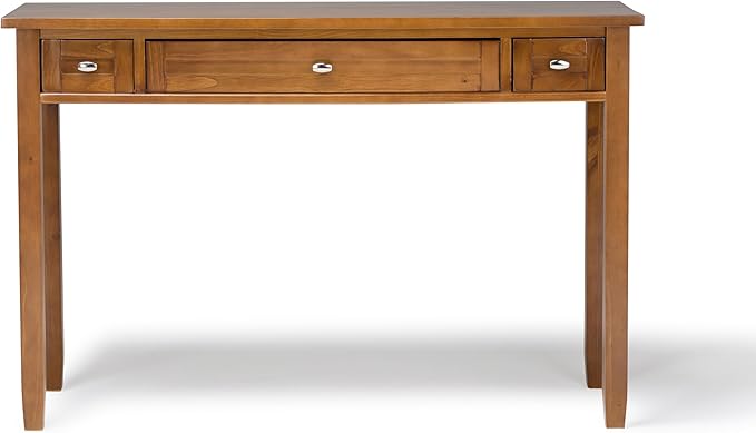 SIMPLIHOME Warm Shaker Desk - 48 Inch Wide Solid Wood Writing Desk in Light Golden Brown, Transitional Home Office Computer Table for Workspace or Study with Flip-Down Keyboard Tray and 2 Drawers