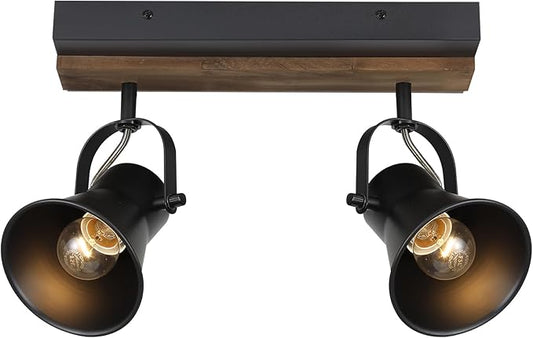 SEEBLEN 2-Light Track Light Fixtures, Adjustable Ceiling/Wall Mount, Industrial Black Kitchen Track Lighting for Living Room, Dining Room, Hallway, Bathroom