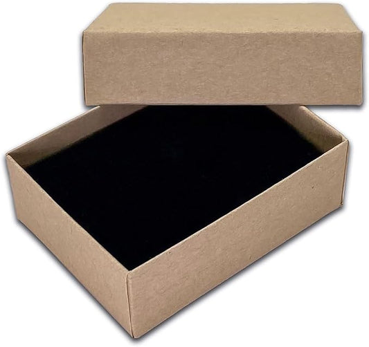 TheDisplayGuys - 24-Pack Cardboard Kraft Paper Jewelry Gift Boxes w. Velvet Padding - Earrings - Kraft Brown - #11 (2.1" x 1.6" x 0.8")