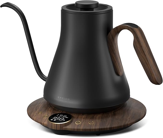 Electric Kettles, INTASTING Gooseneck Electric Kettle, ±1℉ Temperature Control, Stainless Steel Inner, Quick Heating, for Pour Over Coffee, Brew Tea, Boil Hot Water, 0.9L (Glossy Black)